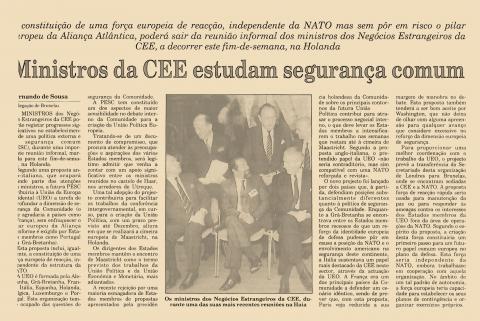 Ministros da CEE estudam segurança comum 