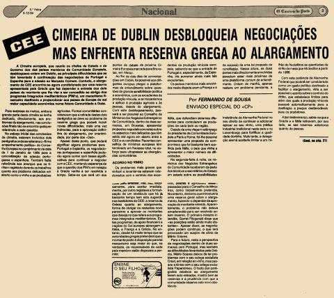 Cimeira de Dublin desbloqueia negociações mas enfrenta reserva grega ao alargamento 
