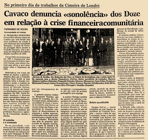 Cavaco denuncia “sonolência” dos doze em relação à crise financeira comunitária