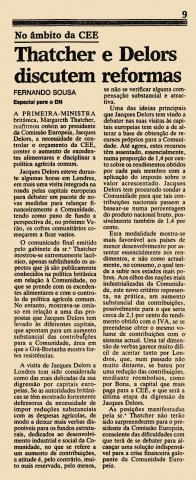 Thatcher e Delors discutem reformas 