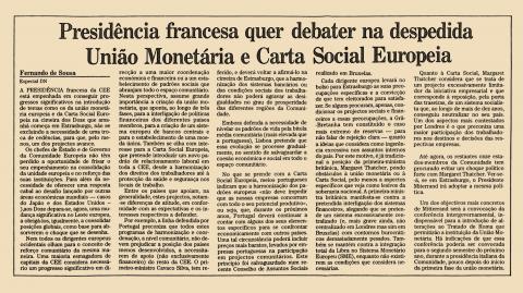 Presidência francesa quer debater na despedida União Monetária e Carta Social Europeia 