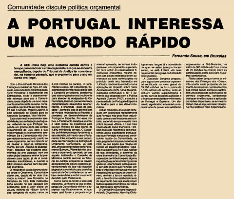 A Portugal interessa um acordo rápido 
