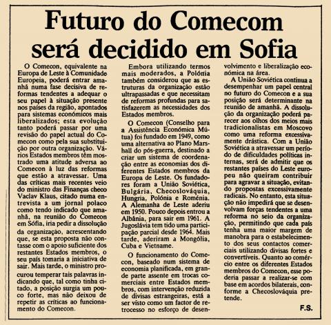 Futuro do Comecom será decidido em Sofia