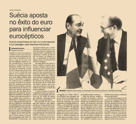 Suécia aposta no êxito do euro para influenciar eurocépticos