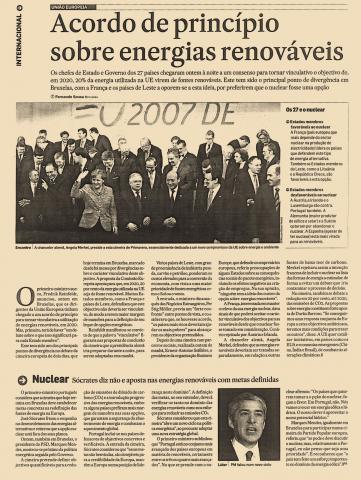 Acordo de princípio sobre energias renováveis