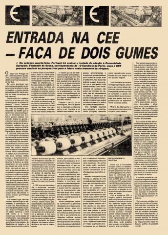 Entrada na CEE – faca de dois gumes 