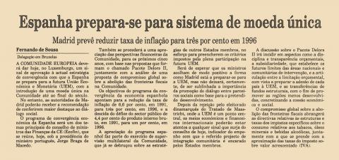 Espanha prepara-se para sistema de moeda única 