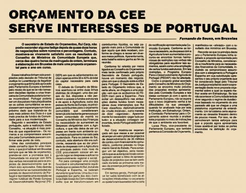 Orçamento da CEE serve interesses de Portugal