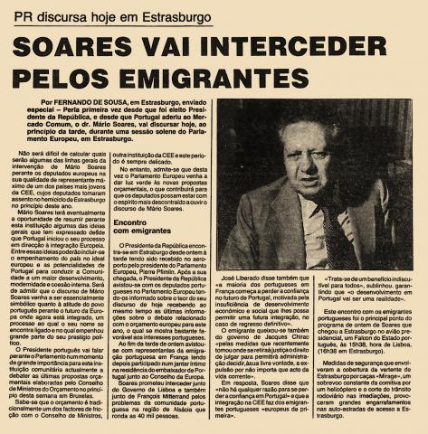 Soares vai interceder pelos emigrantes
